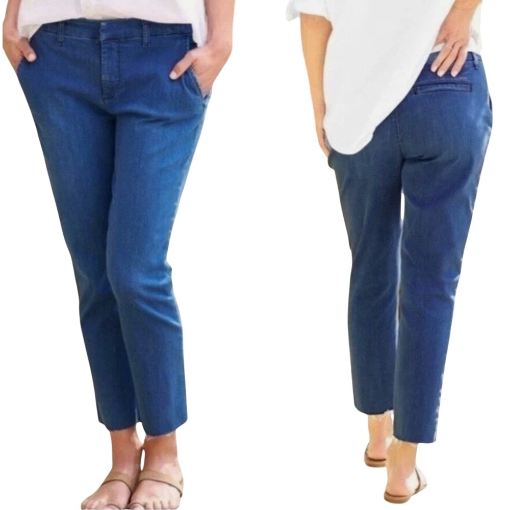 Frank‎ & Eileen Wicklow Italian Performance Denim Chino Jeans Sz 4 Crop Raw Hem